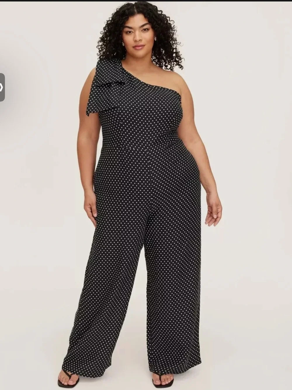 kate spade Black and White One-Shoulder Polka Dot Jumpsuit